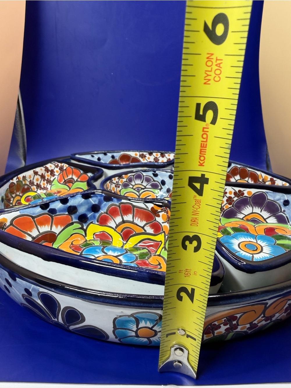 7pc Talavera Mexican Pottery Ceramic Large Appetizer Tray - Picture 4 of 8